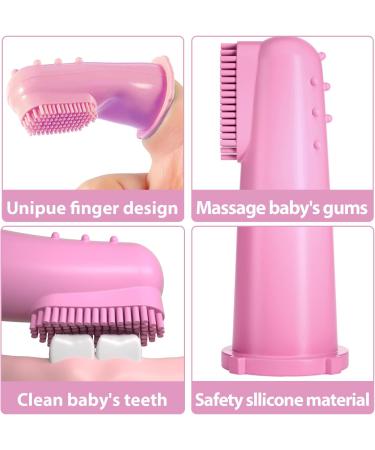 Silicone Finger Toothbrush for Toddlers and Baby Teething Massager - Gentle Oral Hygiene Training - 3 Pack (Girls) - Buy Online on SooperMarket.com