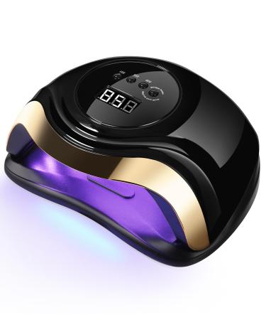 Aokyom 168W nail dryer lamp UV LED lamp for nails Professional nail lamp with 10/30/60/99S Timer LCD display and smart sensor for fingers/toenails and for all gel nail polish Gelnail Shellac Luxury Black Gold