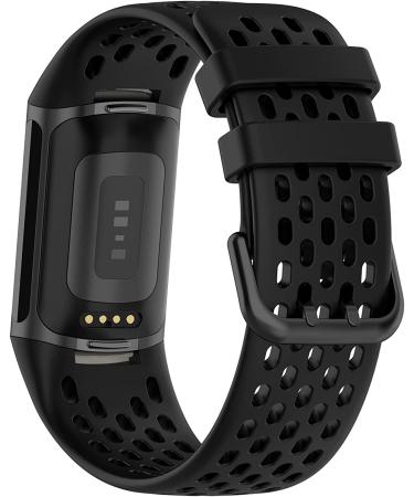 TopPerfekt Adjustable Silicone Sport Band for Fitbit Charge 5 - Breathable Replacement Wristband Bracelet for Men and Women - Black - Buy Online on SooperMarket.com