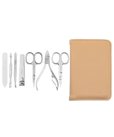 Chali 7-Part Stainless Steel Manicure Set for Men & Women | Complete Nail Care Kit with Case - Nail Scissors Clippers Tweezers Glass Files & More - Buy Online on SooperMarket.com