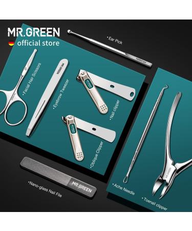 MR.GREEN Manicure and Pedicure Kit - Stainless Steel Nail Clippers | Personal Care Tools with PU Leather Case (Green) - Buy Online on SooperMarket.com