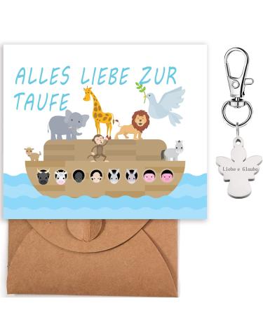 Congratulations on baptism+Guardian angel keychain folding card baptism gift card ark noah for baptism ideal as a gift for baptism boy or gift for baptism girl