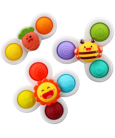 AIUOKYA Suction Cup Spinner Toys Simple Dimple Suction Toy with Silicone Bubbles Kids for Bath and Window Baby Toys for 1+ Years Old Pop