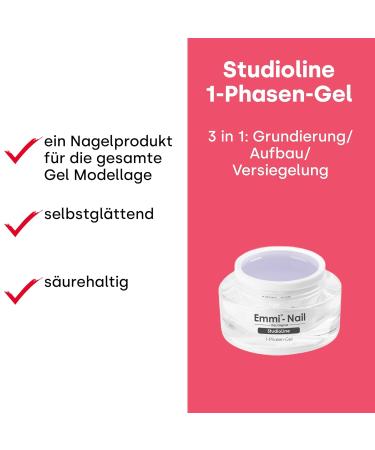 Emmi Nail Studioline 1-Phase Gel - LED UV All-in-One Vegan Gel (30ml) | Primer Structure & Sealing | Self-Smoothing Medium Viscosity - Buy Online on SooperMarket.com