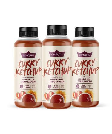 Gymqueen Mamma Mia Zero Sauce 3x265ml low in calories without fat & without sugar for refining dishes or as a salad dressing vegetarian and lactose-free curry ketchup curry ketchup 265 ml (3 pack)