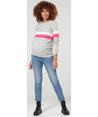 Happy Mama Women's Maternity Nursing Zipped Sweatshirt Striped Jumper 1110 - Grey Melange Size 16 - Buy Online on SooperMarket.com