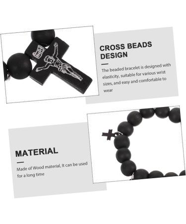 Didiseaon Cross Jewelry Gift Cross Bracelets Beaded Bracelets for Men Cross Braclet Charm Bracelet Baptism Gifts 10x10cm Black - Buy Online on SooperMarket.com