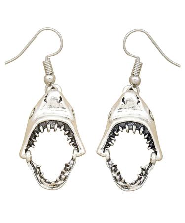 PACKOVE Sterling Silver Earrings 1 pair Earbobs Woman Earrings Girl Fashion Eardrop Mouth Shark for Silver Dress Dangler Night