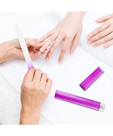 SWKJ 4 PCS Set Glass Nail Files Professional Gradient Color Crystal Nail Files with Cases Double Sided Nail Files Fingernail/Toenail Caring Tools for Home and Salon Use - Buy Online on SooperMarket.com