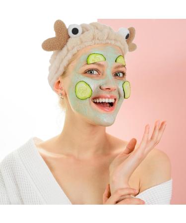 WLLHYF Face Wash Headband Facial Makeup Hairband Elastic Spa Headband Cute Coral Fleece Crab Hair Band Cartoon Creative Head Wraps Cute Christmas Hair Accessories for Women Girls Skincare Sports Khaki - Buy Online on SooperMarket.com