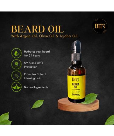 BUMBLE BEE Premium Organic Beard Oil for Men - Argan Olive & Jojoba for Luxurious Beard & Mustache Care - International Shipping Available - Buy Online on SooperMarket.com