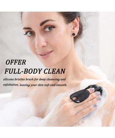 HieerBus Silicone Body Scrubber Shower Bath Brush - Exfoliating & Cleaning Tool for Men and Women - No-Slip Handle - Long Lasting & Hygienic - Easy to Clean - 1 Pack Black - Buy Online on SooperMarket.com