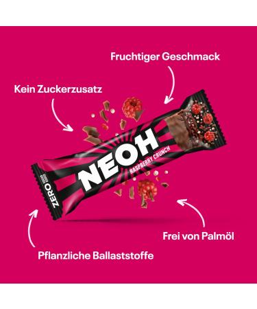 Buy Neoh Zero Sugar Raspberry Crunch Bar - Keto-Friendly Low Carb 114 Kcal 1g Sugar 6g Protein - 12 Pack | Healthy Alternative to Sweets - Buy Online on SooperMarket.com