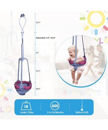 IECOPOWER Doorway Jumper - Durable Baby Bouncer & Swing with Steel Spring - Adjustable Seat Bag - Easy Installation - Ages 6 Months + (Red) - Buy Online on SooperMarket.com