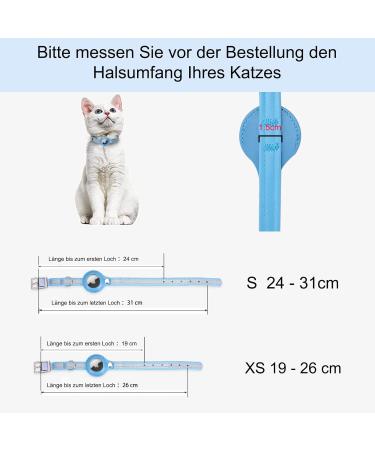 Leather Airtag Cat Neck Band - Adjustable Reflective GPS Collar for All Cat Sizes - Anti-Losing Tracker Case (Blue XS 19-26cm) - Buy Online on SooperMarket.com