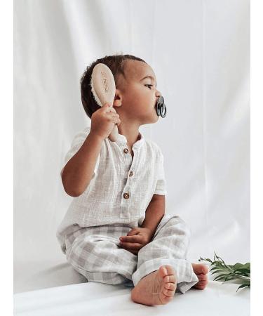 Fephas Wooden Baby Goat Hair Brush for Newborns and Toddlers | Soft Goat Hair & Silicone Brush for Cradle Cap | Great Addition to Baby Registry - Buy Online on SooperMarket.com