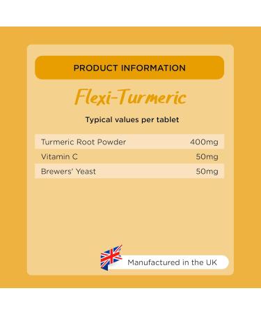 Flexi-Turmeric For Dogs | Healthspan | 120 Tablets | Vitamin C & Brewers Yeast | 400mg High-Grade Turmeric | Pet Health - Buy Online on SooperMarket.com
