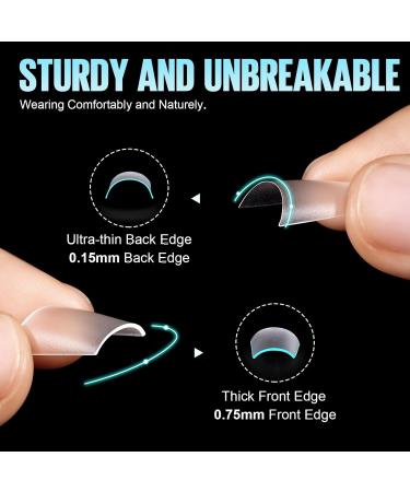 TOMICCA Short Coffin French Edge Nail Tips - 240pcs Half Cover False Nails - Natural Matte Acrylic Extensions - 15 Sizes Salon Quality Artificial Nails - Buy Online on SooperMarket.com