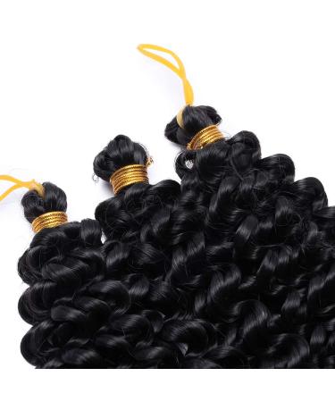 Tess Curly Crochet Hair Extensions - Short Water Wave 8 Synthetic Braids | 3 Bundles Natural Black (90g) - Buy Online on SooperMarket.com