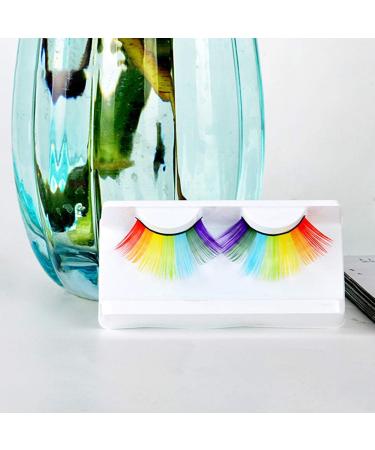 Rainbow False Eyelashes DIY Lash Extension 3D Volume Fake Eyelash Strips Exaggerated False Eyelashes Party Stage Cosplay Accessory for Performance - Buy Online on SooperMarket.com