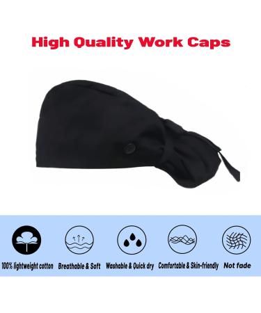 YUESUO Cotton Working Cap with Adjustable Ponytail Ribbon Tie Back - Black, One Size - Buy Online on SooperMarket.com