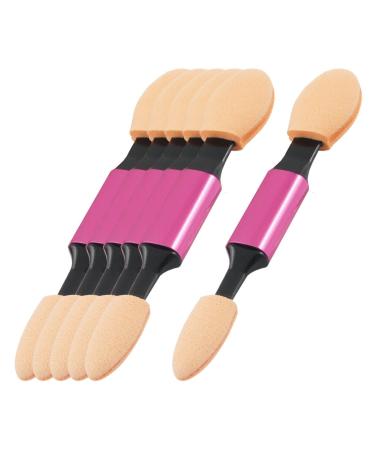 Ruilogod Woman Cosmetic Tool Two End Eye Shadow Brush Fuchsia 6 Pcs