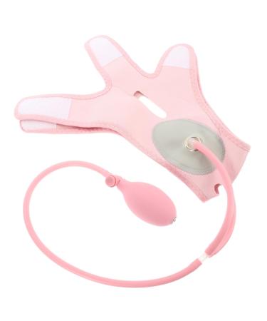 Baluue 1pc Inflatable Face Strap Face Lifting Bandage Face Strap Double Chin Face Shaper Band Pink Fabric