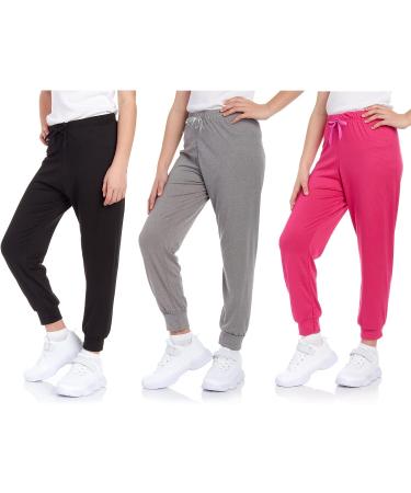 Sweet Hearts Girls' Sweatpants (3 Pack) - Super Soft Athletic Joggers - Black/Grey/Fuchsia - Size 10-12 - Buy Online on SooperMarket.com