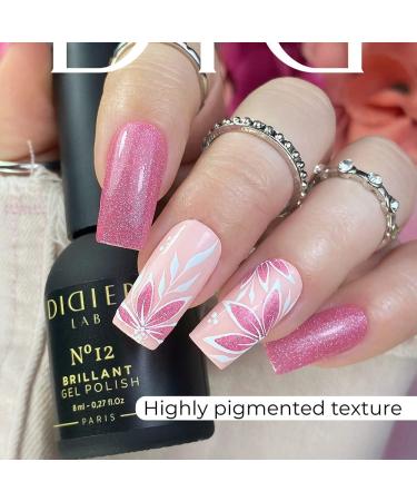 Didier Lab - Premium UV Gel Nail Polish - Brillant No. 12 - Gel Nail Varnish - Nail Art - Long-Lasting High Gloss Wear - Pink Gel Nail Polish - Gel Nails - Glitter Gel Nail Polish - Rich Pigment - Buy Online on SooperMarket.com