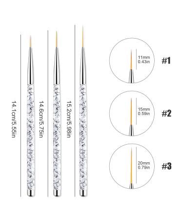 Sularpek Professional Nail Art Liner Brush Set - 3PCS UV Gel Painting Brushes for Short Strokes, Details, Blending, and Elongated Lines - White Marble Design - Buy Online on SooperMarket.com