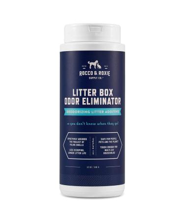 Rocco & Roxie Cat Litter Box Odor Eliminator  Best Natural Litter Deodorizer for Strong Urine Odor  Cat Supplies - Change Cat Box Less Often  Safe for Kitty Boxes - Fresh Scent - 12 oz Bottle