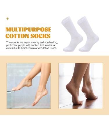 Healeved 2 Pairs Cotton Diabetic Crew Socks - White & Ankle - Elderly Nursing Comfort - Buy Online on SooperMarket.com