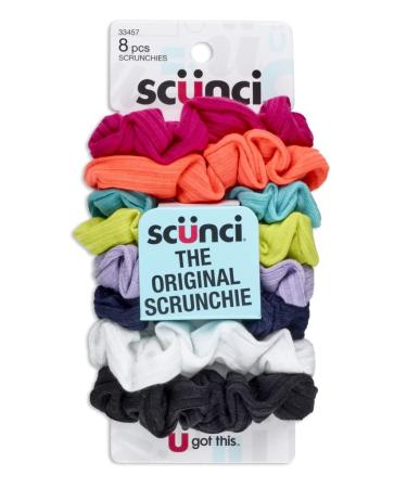 Scunci Small Ribbed Scrunchies  Assorted - 8 pk
