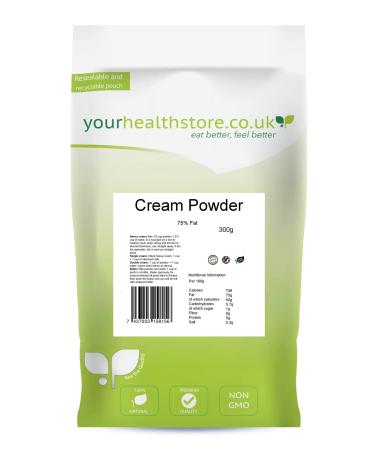 yourhealthstore Premium Cream Powder 300g 75% Fat Content Keto Gluten Free Vegetarian (Resealable and Recyclable Pouch)