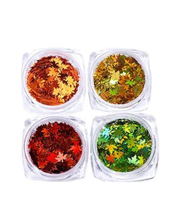 Thanksgiving Decor4 Colors Maple Leaf Nail Art Sequins Maple Leaf Nail Glitters Stickers Autumn Nail Sequins for Nail Art