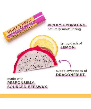 Burt's Bees 100% Natural Origin Moisturizing Lip Balm Dragonfruit Lemon with Beeswax & Fruit Extracts Blister - Buy Online on SooperMarket.com