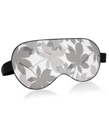 Haskirky Light Blocking Eye Mask Breathable and Adjustable Adult Men and Women Travel on Business Trips Yoga Meditation Light Smooth Comfortable Eye Mask Office Deep Sleep Goodies Grey Leaves