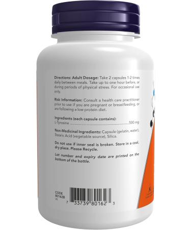 NOW L-Tyrosine (Freeform) Capsules 500mg 120 Count & Acetyl L-Carnitine 500mg 100 vcaps Tyrosine + L-Carnitine 100 Count (Pack of 1) Unflavored 120 Count (Pack of 1) - Buy Online on SooperMarket.com