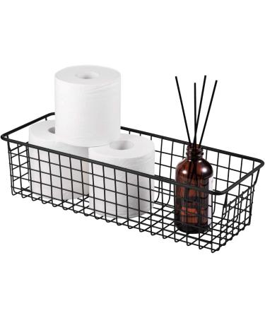 2 Pack Rustic Metal Wire Storage Baskets - Farmhouse Decor for Bathroom, Kitchen, Pantry, Laundry Room, Closets, Garage - Black - Buy Online on SooperMarket.com