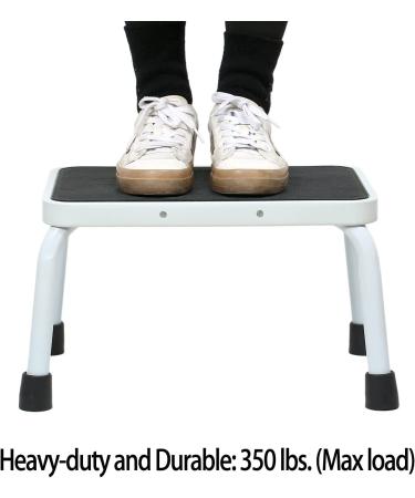 Sattiyrch 9.5 Step Stool - Anti-Skid Rubber Platform, Elderly Friendly, Heavy Duty, Easy Assembly - White/Black - Buy Online on SooperMarket.com