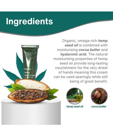 Voyager - Hemp Hand Cream - Enrich with Hemp Seed Oil Intensive Treatment for Dry Hands - With Moisturising Cocoa Butter & Hyaluronic Acid Promotes Healthier Softer Skin - 50ml - Buy Online on SooperMarket.com