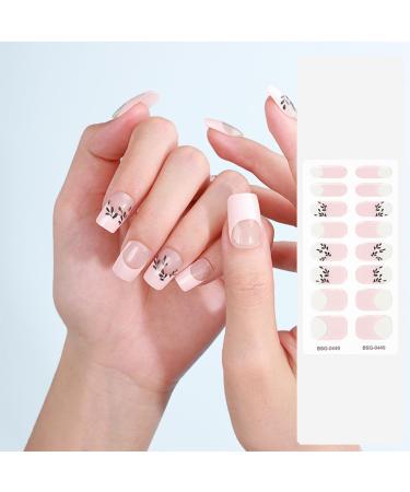 Semi Cured Gel Nail Strips Gel Nail Stickers - 16 Pcs Nail Stickers for Nail Art - Soft Self-Adhesive Gel Nail Wraps Easy Apply & Remove for Salon-Quality Manicure Kit (UV/LED Lamp Required)(BSG-0449)