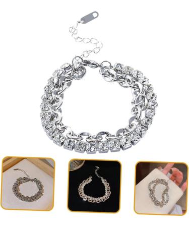 PACKOVE 2pcs Rhinestone Bracelet Wrist Bracelet Delicate Bracelet Girls Bracelet Women Bracelets Layering Bracelets Chain Bracelet Personalized Bracelet Charm Alloy Miss Chained - Buy Online on SooperMarket.com