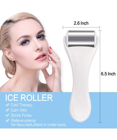 Ice Roller for Face & Eye Puffiness Relief | Stainless Steel Face Massager for Migraine & Pain Relief | White Ice Roller for Skin Care - Buy Online on SooperMarket.com