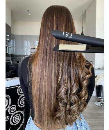 GFI Titanium Flat Iron Hair Straightener with Turbo Heating Element - Adjustable Temperature Control for All Hair Types - Includes Pouch and Heat-Resistant Glove - Buy Online on SooperMarket.com