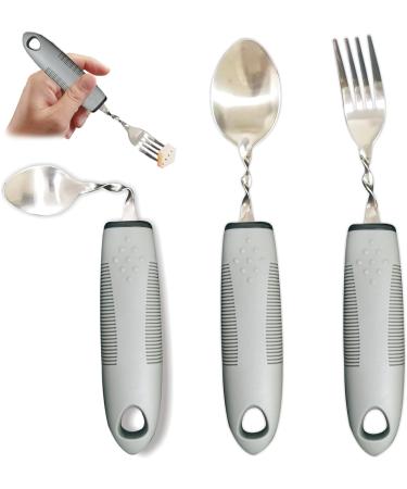 Adaptive Utensils Disability Aids 3PCS Stainless Steel Curved Cutlery Set with Mirror Polishing Bendable Design & Non-Slip Handles for Disabled Hands Flexible Tableware for Elderly & Patients - Buy Online on SooperMarket.com