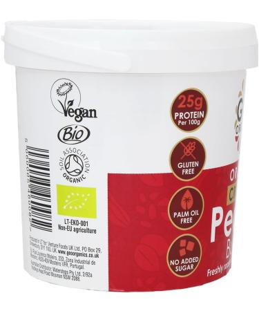 Geo Organics Crunchy Peanut Butter - Made with 100% Organic Roasted Peanuts (1kg Tub) - Natural No Palm Oil No Added Sugar No Salt Hi-Oleic Peanuts High in Protein Gluten Free Vegan Dairy Free Crunchy Peanut Butter 1 kg (Pack of 1) - Buy Online on SooperMarket.com