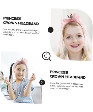 minkissy Headband Hair Wreath Princess Mesh Princess Crown Bow Veil Hair Bobbles Birthday For Girls Veil Princess Hairpiece Fabric Pink Sequins Crown 47x12cm Pink - Buy Online on SooperMarket.com
