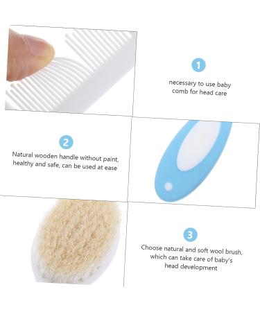 3pcs Wool Brush Baby Grooming Kit Newborn Shower Hair Clipper Cleaner Set - Buy Online on SooperMarket.com