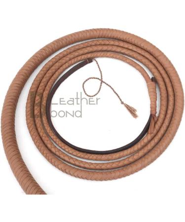 10ft 8 Plait Natural Tan Leather Bullwhip | Indiana Jones Style | Real Cowhide Leather - Buy Online on SooperMarket.com